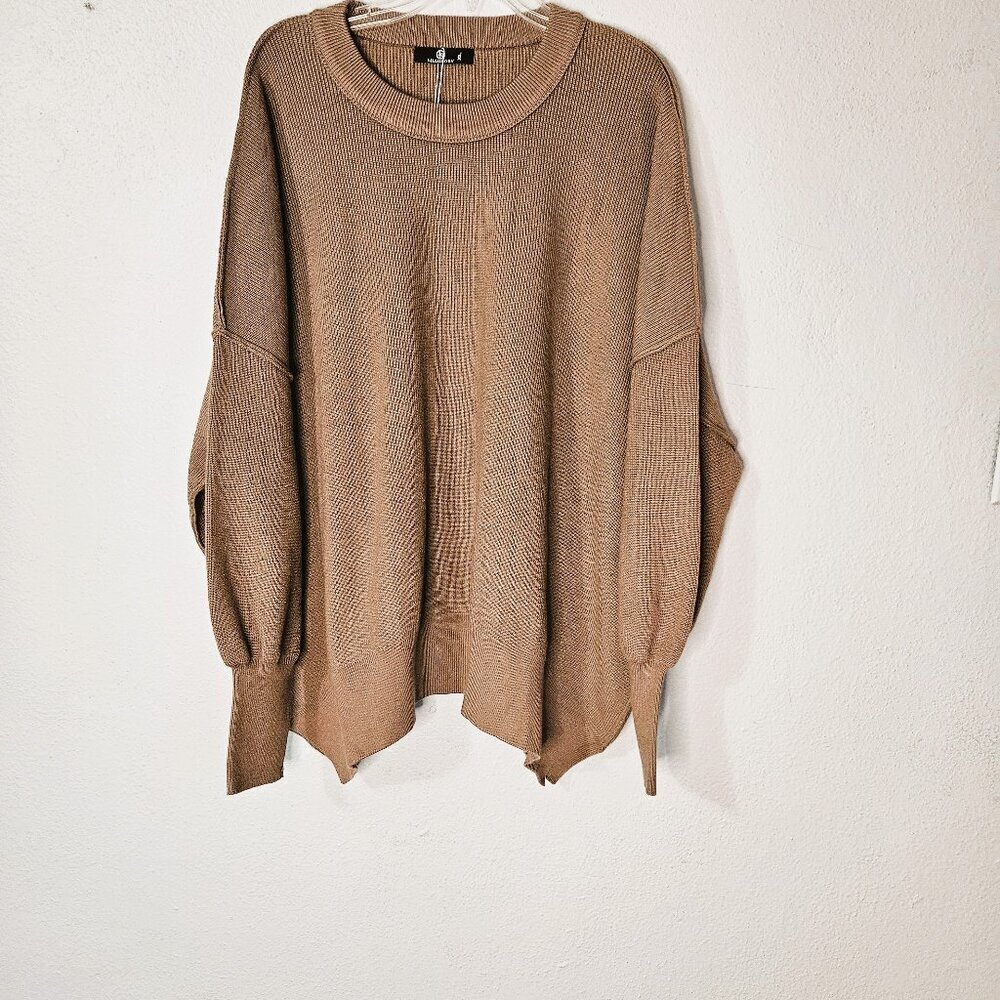 Lillusory Women's Honey Gold Oversized Slouchy Sweater Size  XL